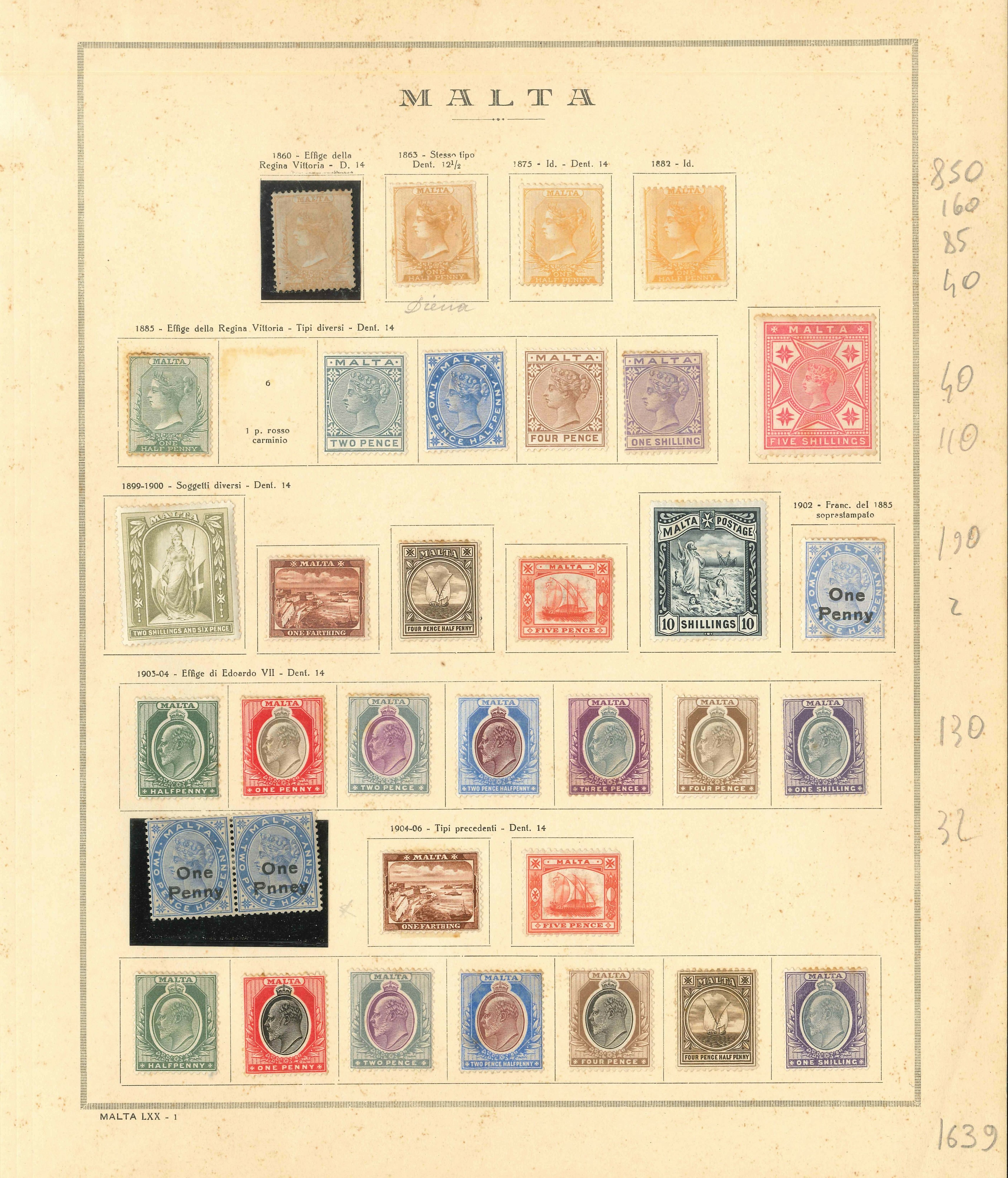 Lot 2300 - Malta Lots & Collections -  Ponte Auction House Stamps Auction 505