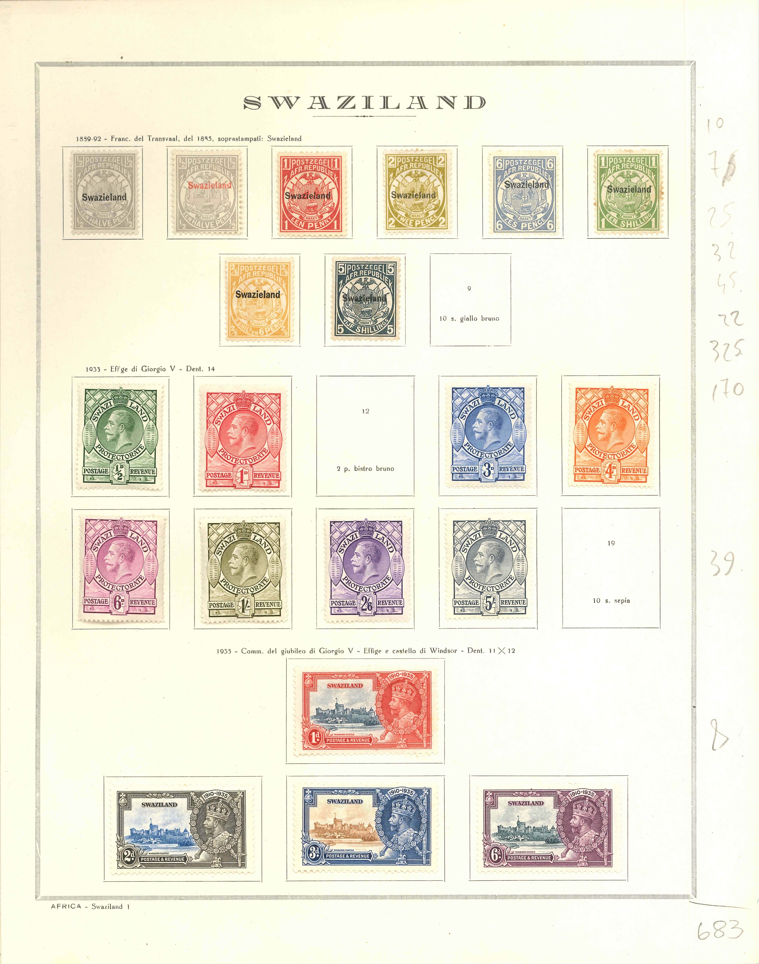 Lot 2355 - swaziland Lots & Collections -  Ponte Auction House Stamps Auction 505