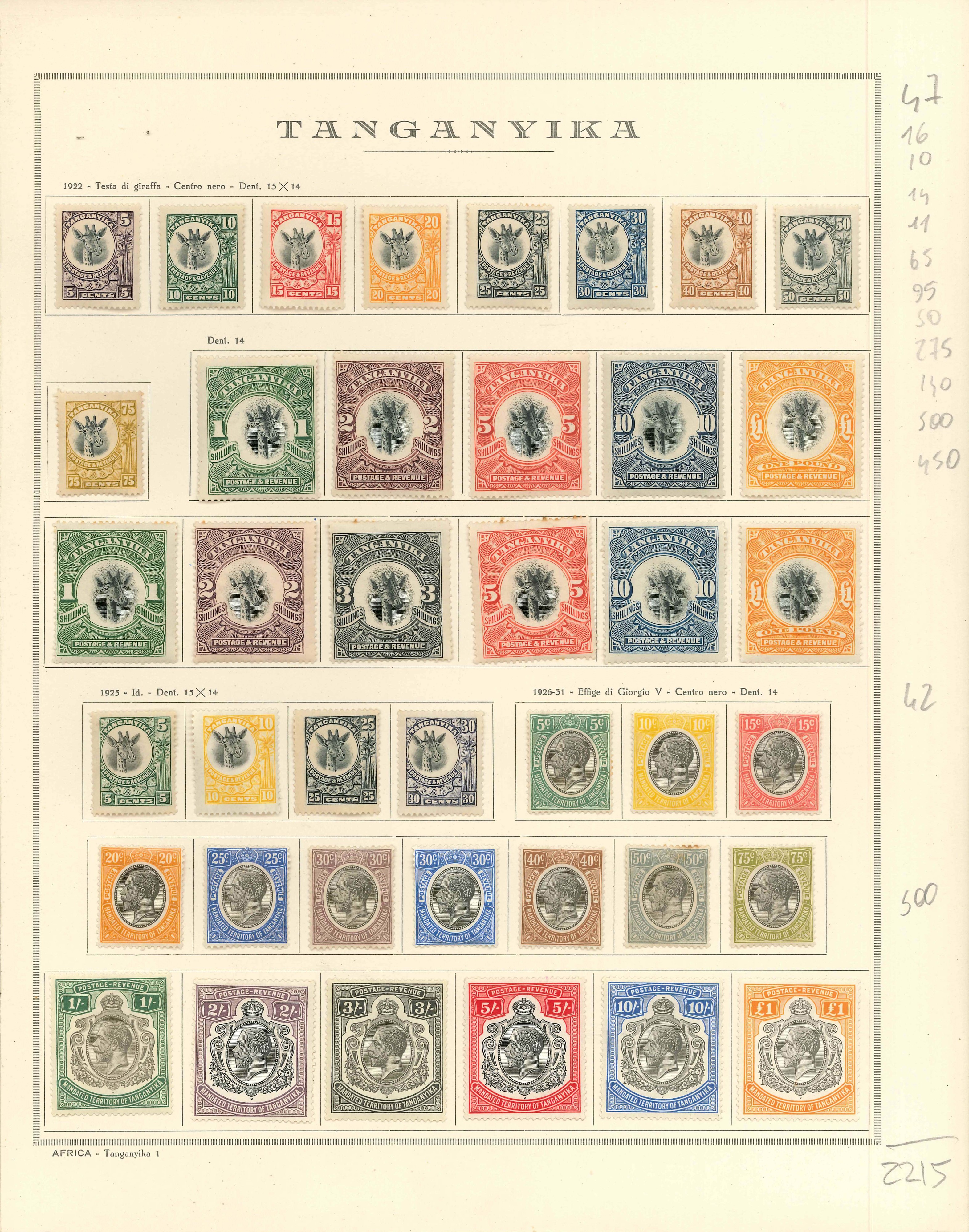 Lot 2359 - tanganyika Lots & Collections -  Ponte Auction House Stamps Auction 505