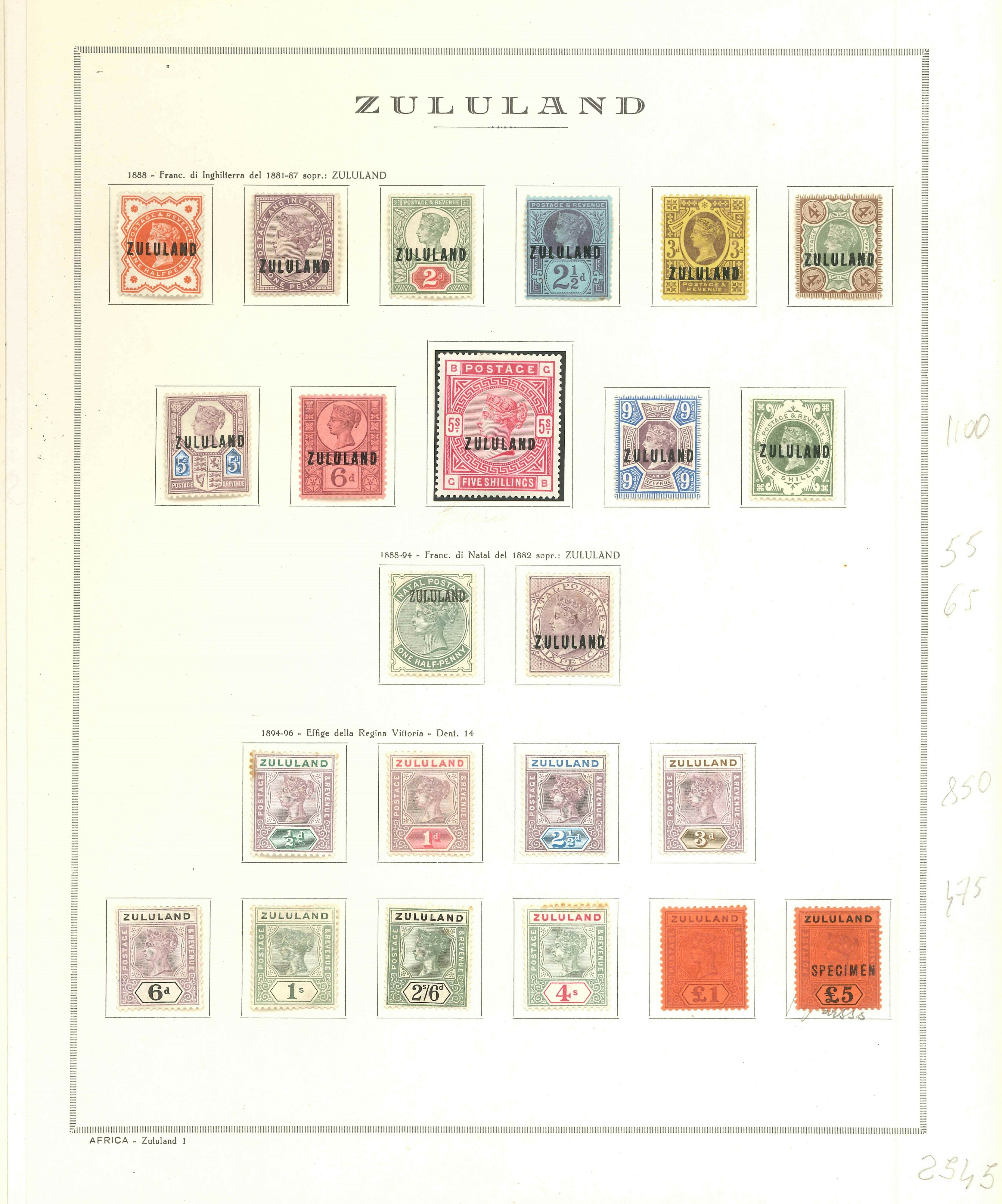 Lot 2381 - zululand Lots & Collections -  Ponte Auction House Stamps Auction 505